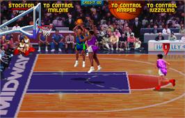 In game image of NBA Jam on the Arcade.