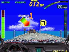 In game image of Super Chase - Criminal Termination on the Arcade.