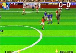 In game image of Super Visual Football: European Sega Cup on the Arcade.