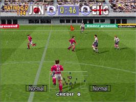 In game image of Tecmo World Cup Millennium on the Arcade.