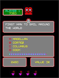 In game image of Trivia ? Whiz Edition 2 on the Arcade.