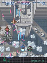 In game image of U.N. Defense Force: Earth Joker on the Arcade.