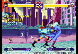 In game image of Waku Waku 7 on the Arcade.