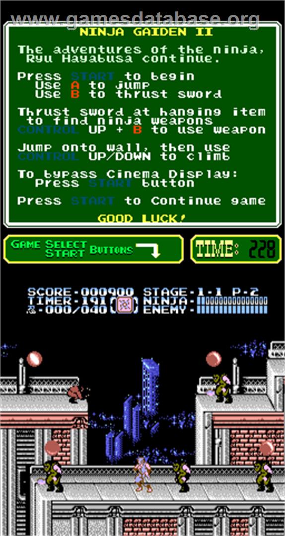 Ninja Gaiden Episode II: The Dark Sword of Chaos - Arcade - Artwork - In Game
