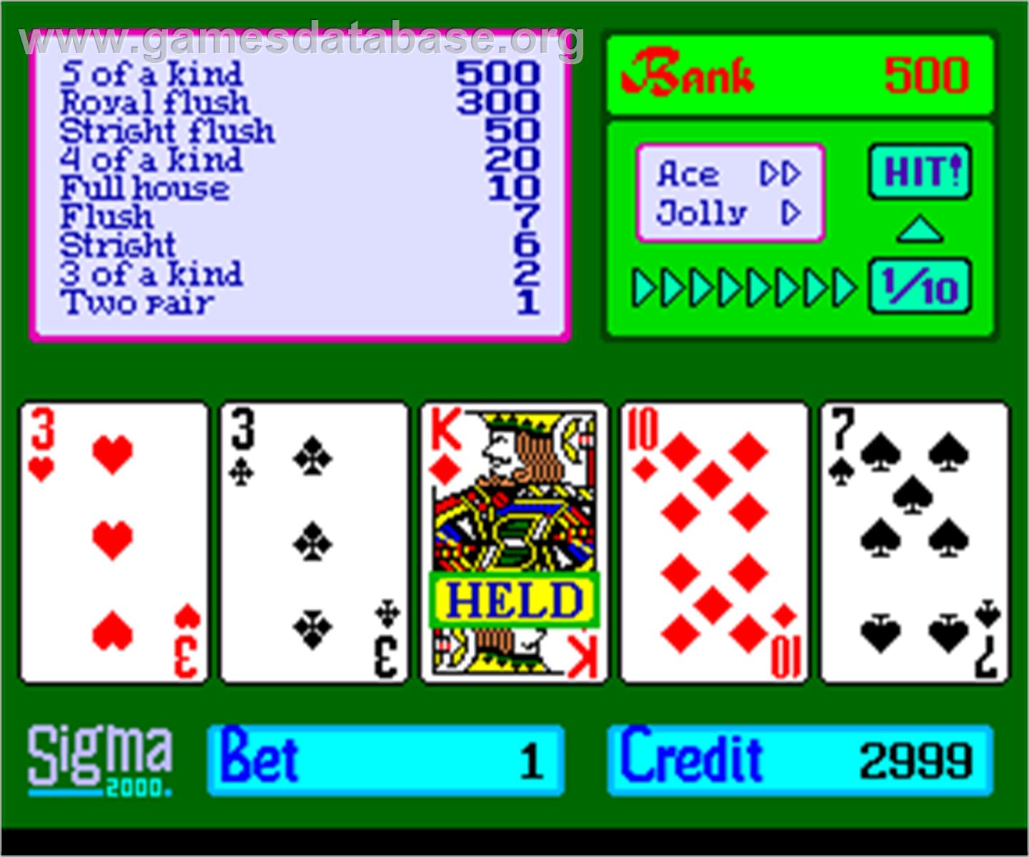 Sigma Poker 2000 - Arcade - Artwork - In Game
