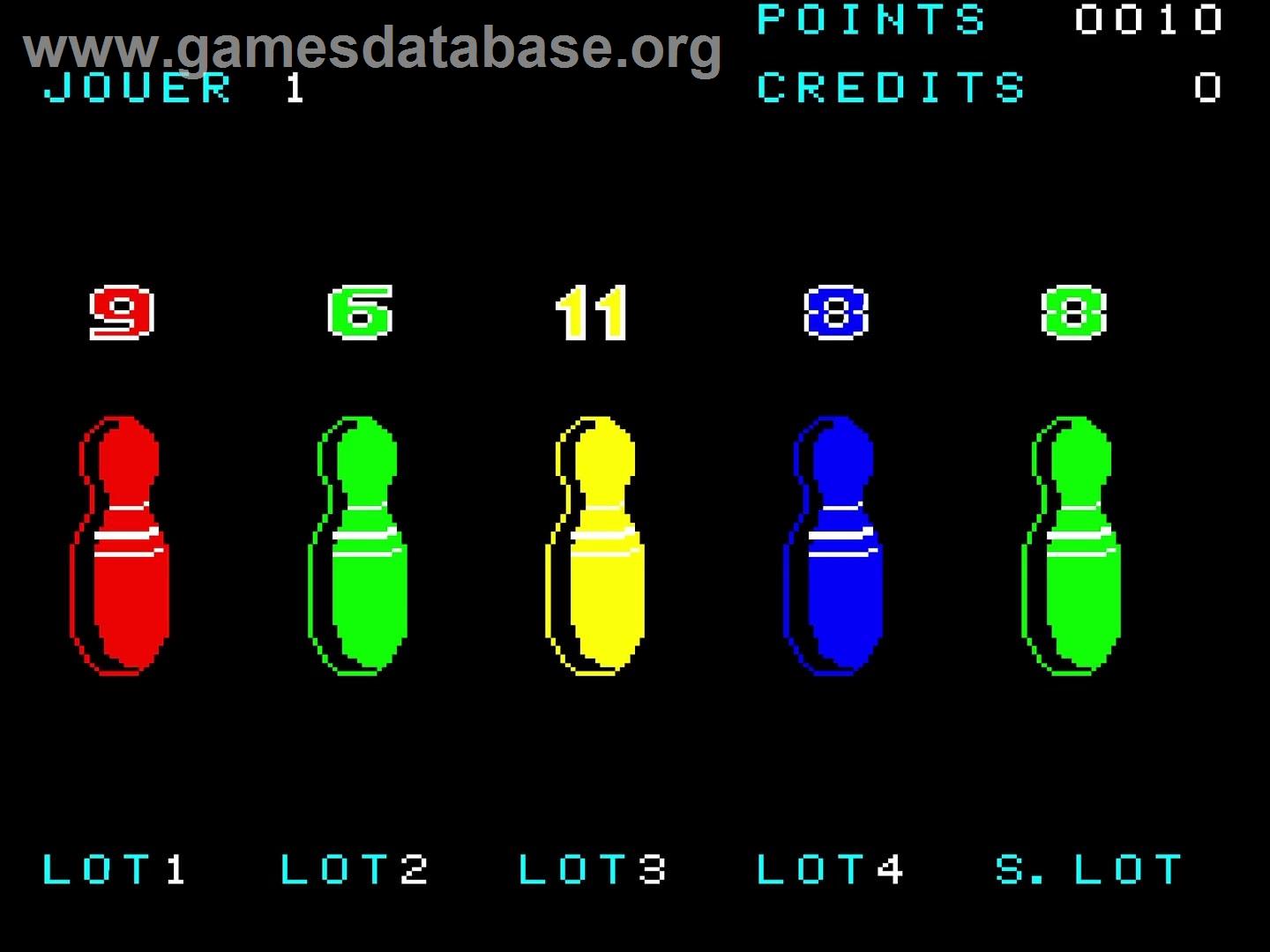 unknown Paradise Automatique / TourVisiÃ³n bowling themed poker game with gum prizes - Arcade - Artwork - In Game