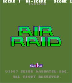 Title screen of Air Raid on the Arcade.