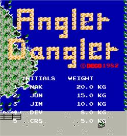 Title screen of Angler Dangler on the Arcade.