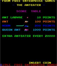 Title screen of Anteater, The on the Arcade.