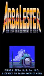 Title screen of Arbalester on the Arcade.