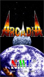 Title screen of Arcadia on the Arcade.