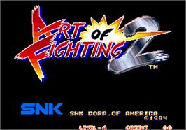 Title screen of Art of Fighting 2 / Ryuuko no Ken 2 on the Arcade.
