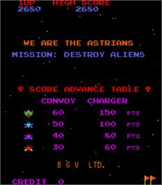 Title screen of Astrians on the Arcade.