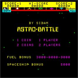 Title screen of Astro Battle on the Arcade.