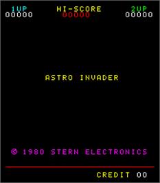 Title screen of Astro Invader on the Arcade.