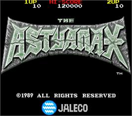 Title screen of Astyanax, The on the Arcade.
