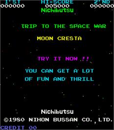 Title screen of Ataque Androide - Moon Cresta on the Arcade.