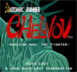 Title screen of Atomic Runner Chelnov on the Arcade.