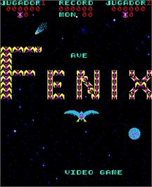 Title screen of Ave Fenix on the Arcade.