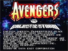 Title screen of Avengers In Galactic Storm on the Arcade.
