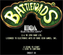 Title screen of Battletoads on the Arcade.