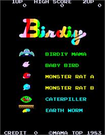Title screen of Birdiy on the Arcade.
