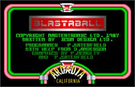 Title screen of Blastaball on the Arcade.