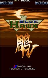 Title screen of Blue Hawk on the Arcade.