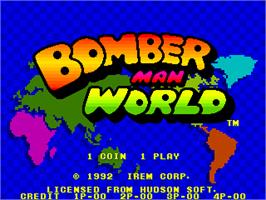 Title screen of Bomber Man World / New Dyna Blaster - Global Quest on the Arcade.