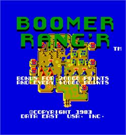 Title screen of Boomer Rang'r / Genesis on the Arcade.