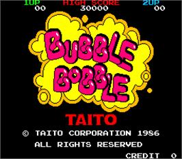 Title screen of Bubble Bobble on the Arcade.