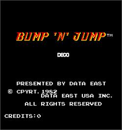 Title screen of Bump 'n' Jump on the Arcade.