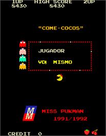 Title screen of Come-Cocos on the Arcade.