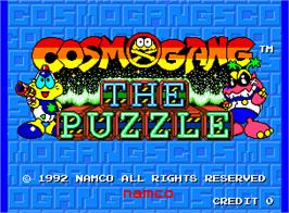 Title screen of Cosmo Gang the Puzzle on the Arcade.