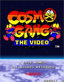 Title screen of Cosmo Gang the Video on the Arcade.