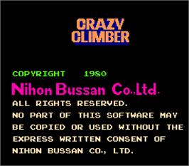Title screen of Crazy Climber on the Arcade.