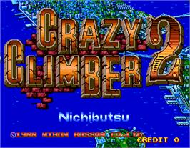 Title screen of Crazy Climber 2 on the Arcade.