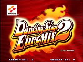 Title screen of Dancing Stage Euro Mix 2 on the Arcade.