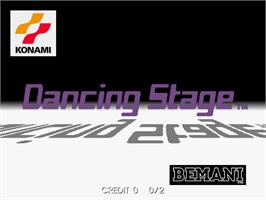 Title screen of Dancing Stage featuring TRUE KiSS DESTiNATiON on the Arcade.