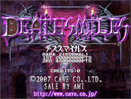 Title screen of Deathsmiles on the Arcade.