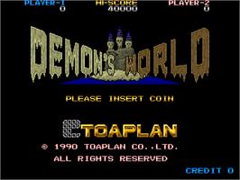 Title screen of Demon's World on the Arcade.