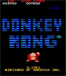 Title screen of Donkey Kong/DK on the Arcade.