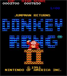 Title screen of Donkey Kong II: Jumpman Returns on the Arcade.