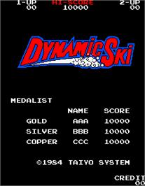 Title screen of Dynamic Ski on the Arcade.