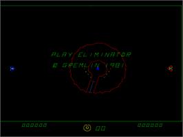 Title screen of Eliminator on the Arcade.