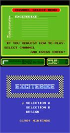 Title screen of Excitebike on the Arcade.