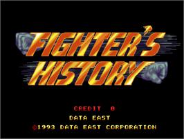 Title screen of Fighter's History on the Arcade.