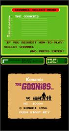 Title screen of Goonies, The on the Arcade.