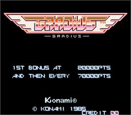 Title screen of Gradius on the Arcade.