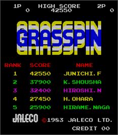 Title screen of Grasspin on the Arcade.